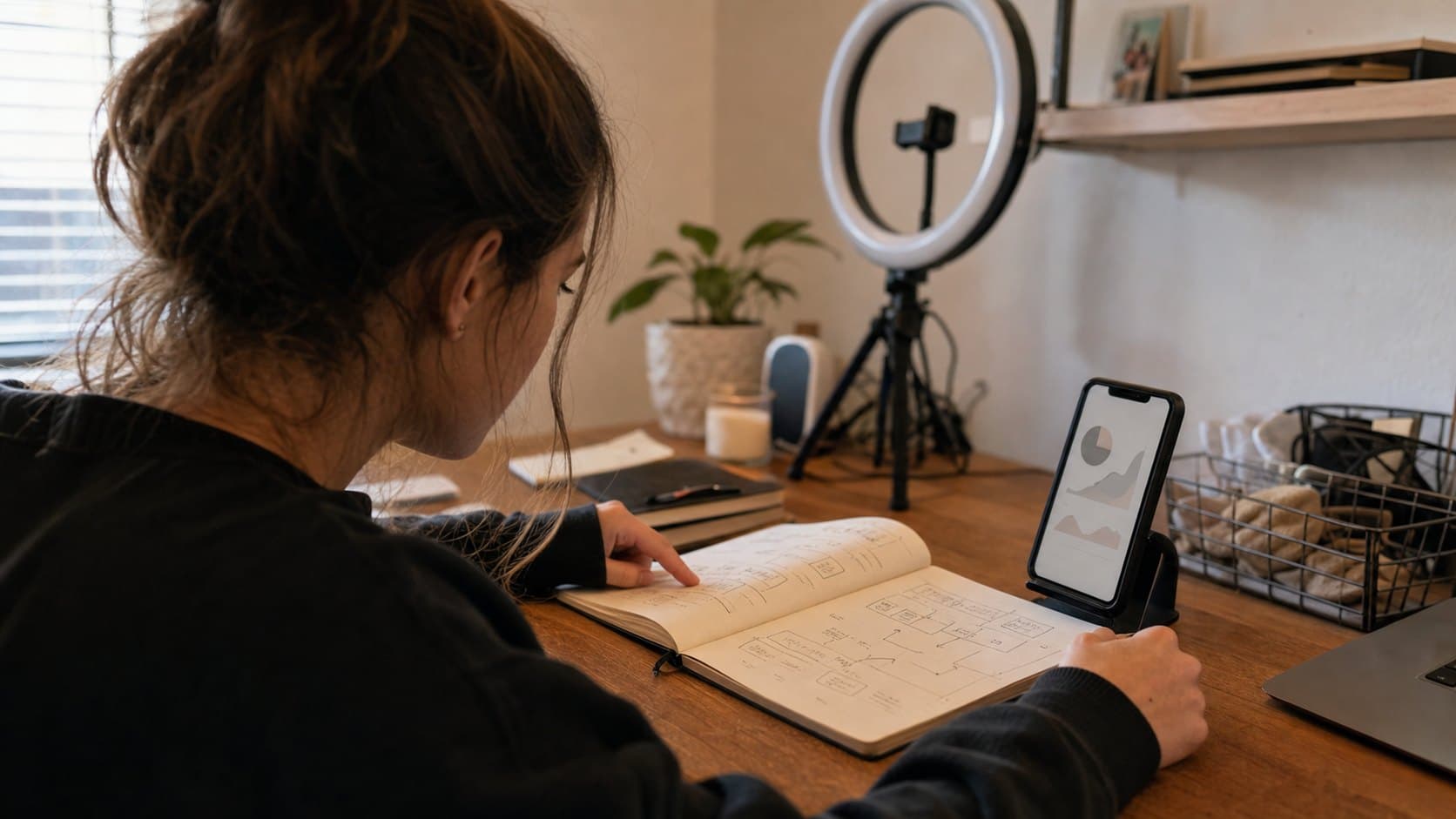 Creator reviewing engagement patterns while planning a more shareable TikTok follow-up