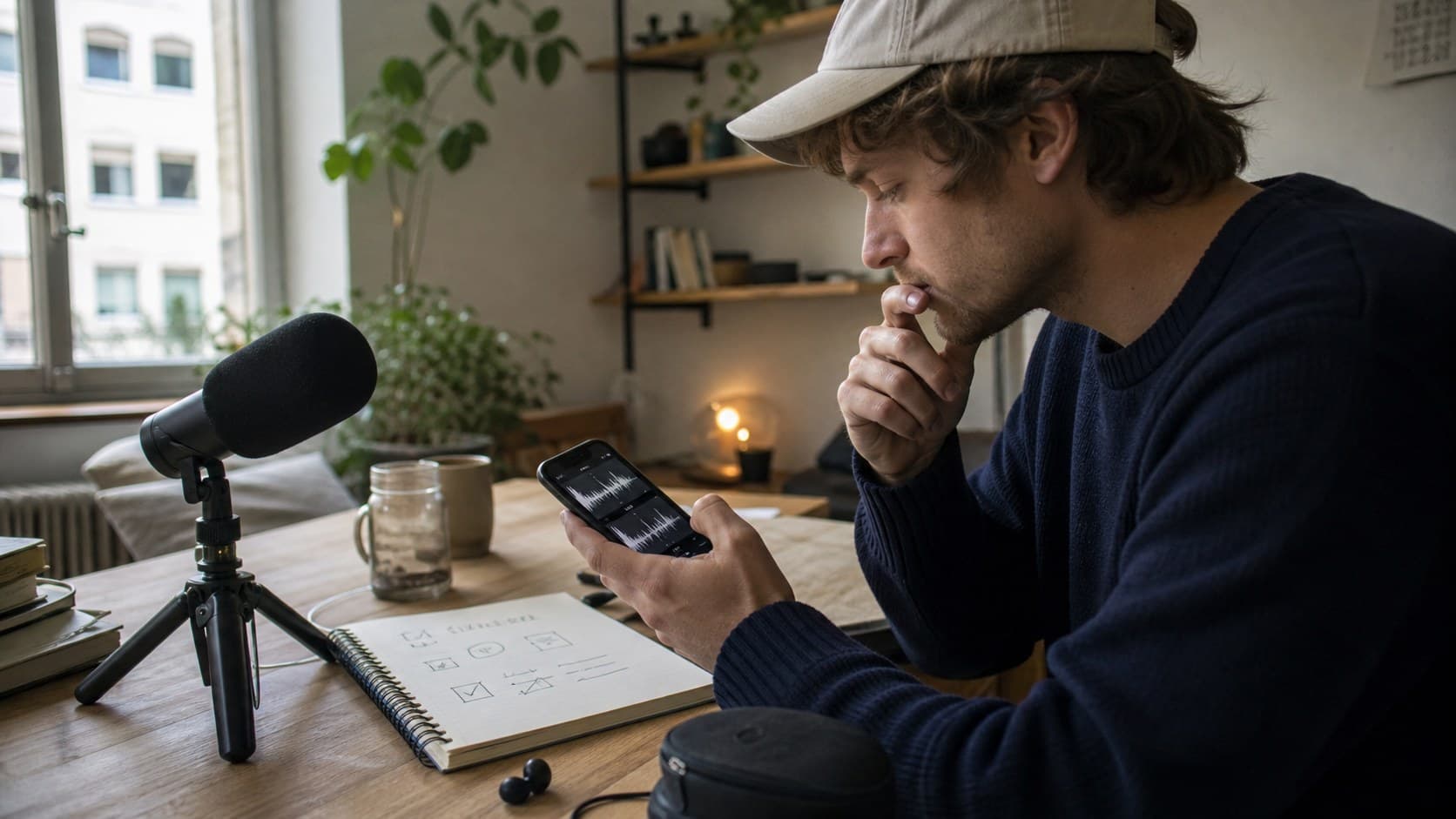 Creator comparing two audio options while planning a TikTok video